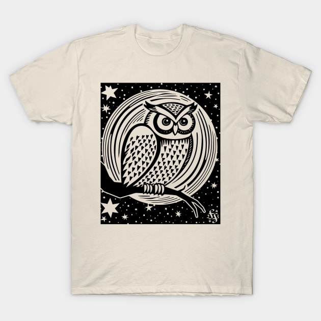 OWL with Moon & Stars by FayeFamiliar T-Shirt by FayeFamiliar